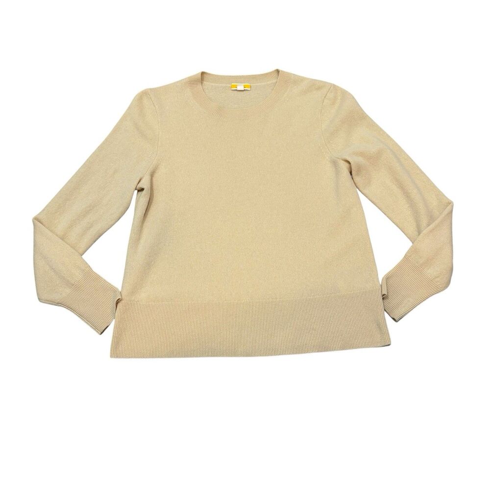 J. Crew Womens 100% Cashmere Classic Fit Crew Neck Sweater Pale Straw Size M